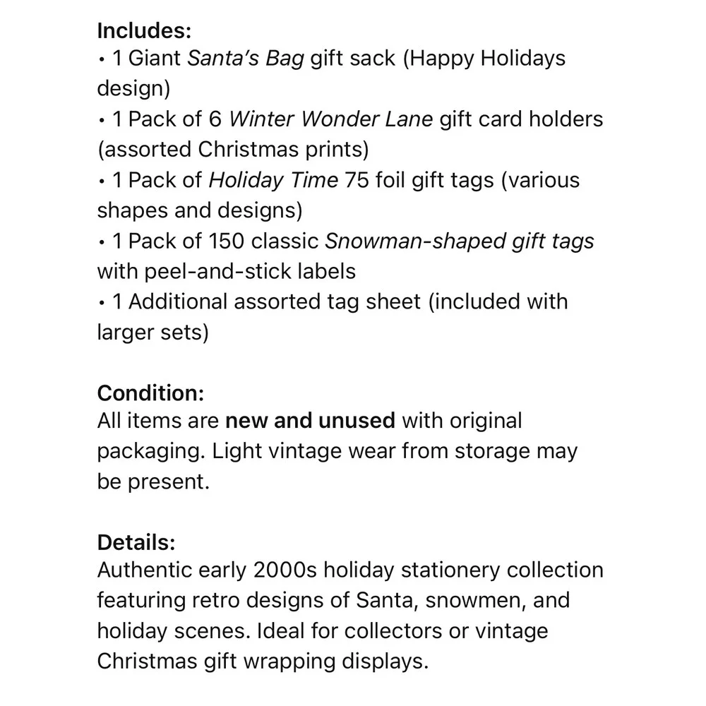 Vintage Christmas Stationery Set Santa‎ Gift Bag Card Holders Tags Stickers Lot